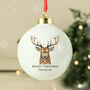 Personalised Watercolour Stag Christmas Ceramic Bauble, thumbnail 1 of 5