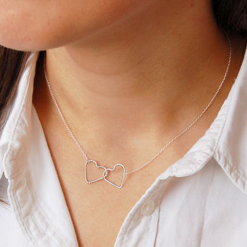 Sterling Silver Interlocking Hearts Necklace, 2 of 3