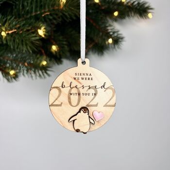 Baby Penguin Childs First Christmas Bespoke Decoration, 3 of 7