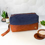 Personalised Blue Canvas And Leather Wash Bag/Dopp Kit, thumbnail 1 of 8