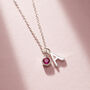 Birthstone And Italic Initial Charm Necklace, thumbnail 4 of 9
