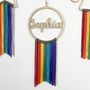 Personalised Wooden Name Hoop With Rainbow Fringing, thumbnail 1 of 9
