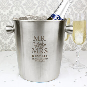 'Mr And Mrs' Personalised Steel Wine Ice Bucket, 3 of 3