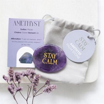 Stay Calm Amethyst Crystal Palm Stone, 2 of 4