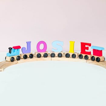 Wooden Letter Name Train Toy Pastel And Light Colours, 8 of 9