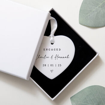 Personalised Engaged Heart Ornament, 2 of 7