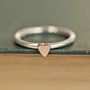 Handmade Silver And Solid Rose Gold Heart Ring, thumbnail 2 of 6