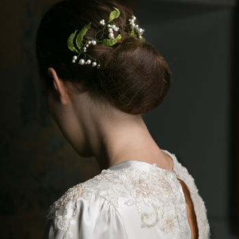 Lily Of The Valley Leaf And Pearl Hair Slide, 6 of 7