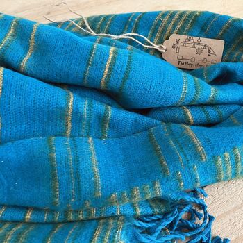 Soft Blanket Sea Blue Green Yellow Stripe Sofa Throw, 9 of 9