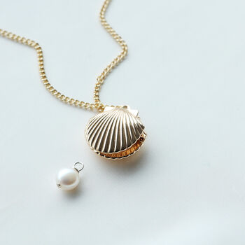 Clamshell And Hidden Pearl Locket Necklace, 4 of 12