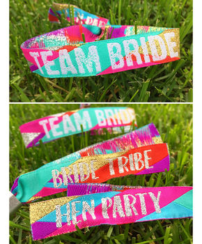 Team Bride Multicoloured Hen Party Wristbands, 6 of 10