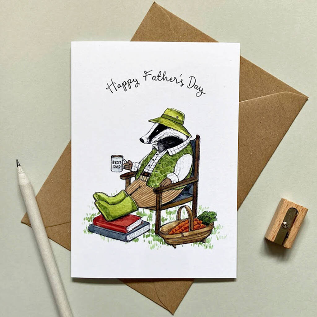 Gardening Badger Father's Day Card