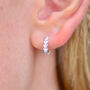 Mini Silver Leaf Huggie Hoop Earrings, thumbnail 1 of 7