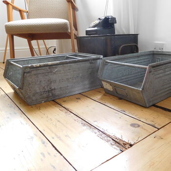 Vintage Galvanised Metal Stacking Crate, 4 of 4