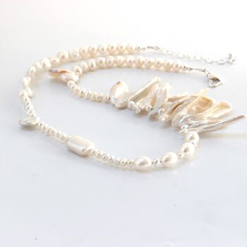 Mismatched White Freshwater Pearl Necklace, 4 of 11