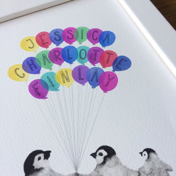 Personalised Family Of Penguins Print, 2 of 5