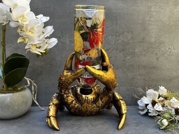 Drunken Crab Wine Bottle Holder Aged Gold Freestanding, 7 of 12