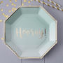 Mint Ombre Gold Foiled Hooray Party Paper Plates, thumbnail 1 of 3