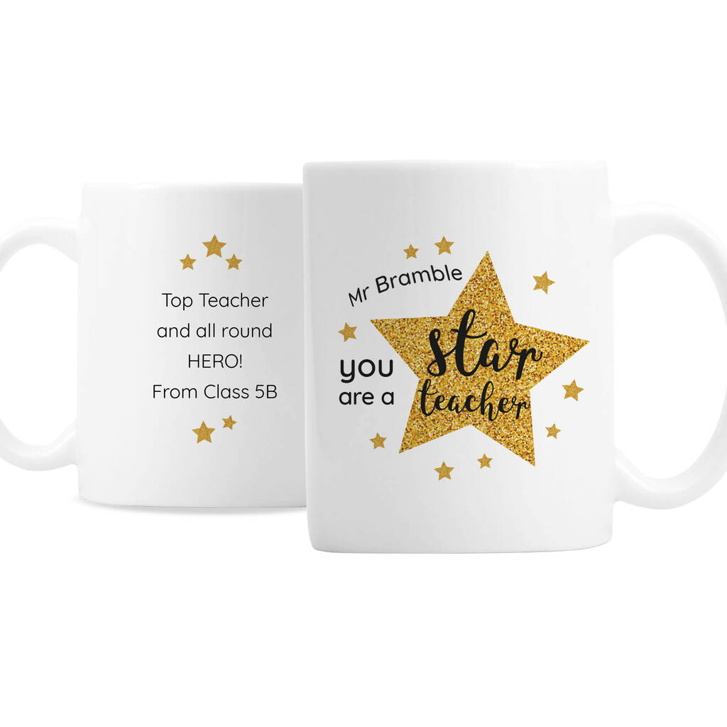 Personalised Gold Star Teacher Mug By Pink Pineapple Home & Gifts