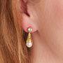 Blue Topaz And Pearl Gold Plated Stud Drop Earrings, thumbnail 3 of 8