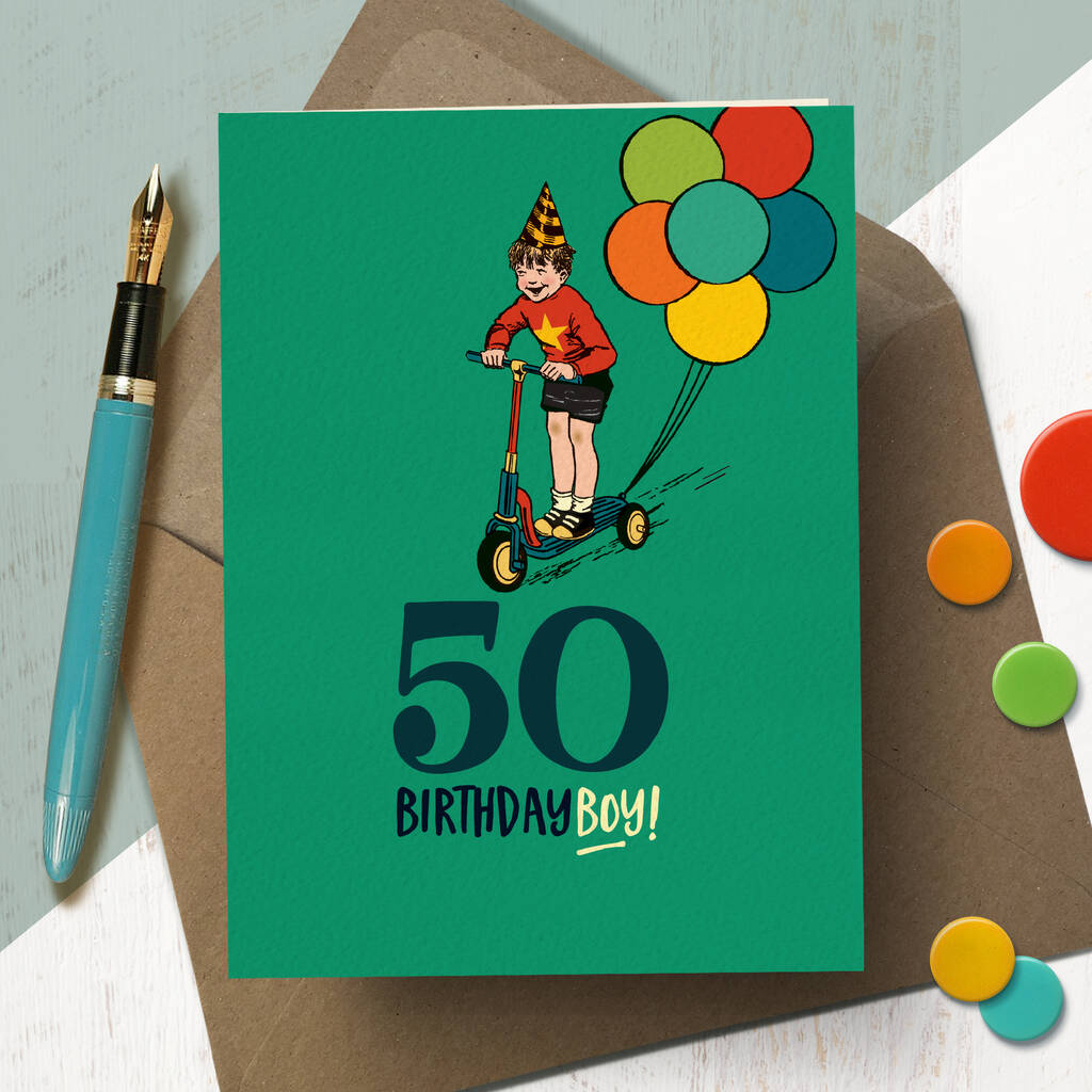 Image of '50 Birthday Boy' 50th Milestone Birthday Card