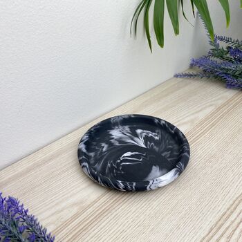 Black Marbled Round Trinket Tray Dish, 3 of 5