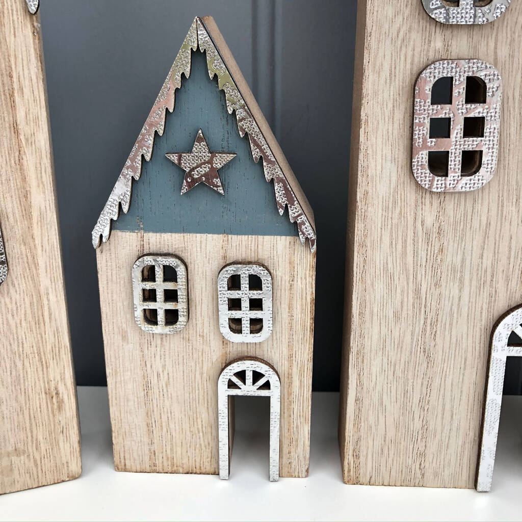 Christmas Wooden House Decoration By Pink Pineapple Home &amp; Gifts