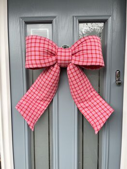 Pink And Red Gingham Door Bow, 2 of 5