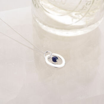 Halo Birthstone Necklace Lapis September In Silver, 6 of 6