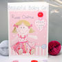 Personalised Rag Doll New Baby Girl Card, thumbnail 5 of 9
