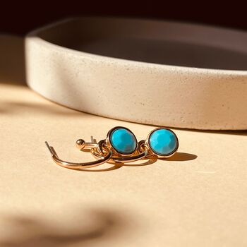 Faceted Turqoise Drop Hoop Earrings, 4 of 5