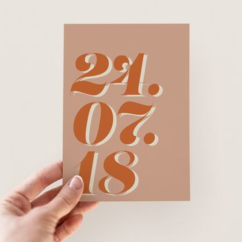 Personalised Retro Date Typography Greetings Card, 7 of 7
