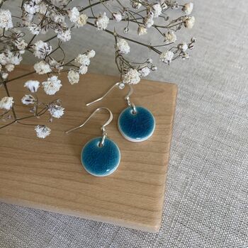 Handmade Turquoise Dot Earrings Silver Plated, 3 of 7