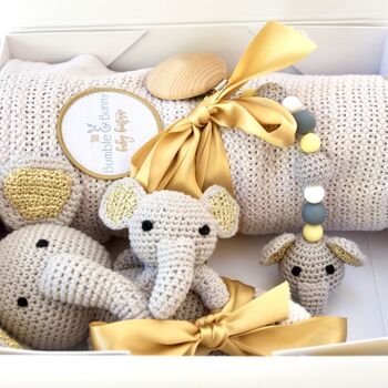 Organic Elephant Toy Baby Gift Set, 5 of 8