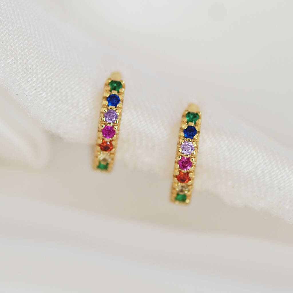 Rainbow Huggie Hoop Earrings By Junk Jewels