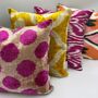 Square Ikat Velvet Cushion Pink Spot, thumbnail 7 of 8