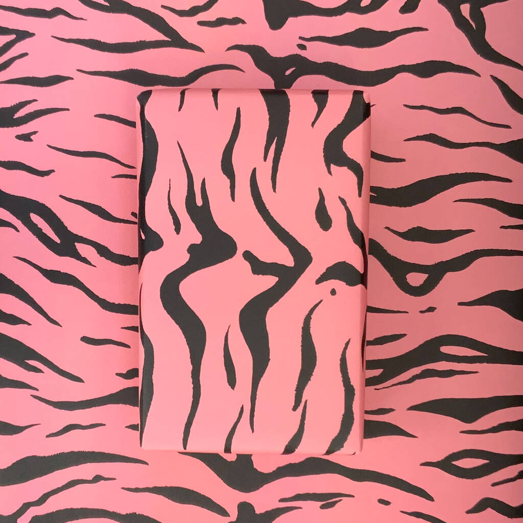 Deep Pink Tiger Print Wrapping Paper Two Sheets By Petra Boase Ltd