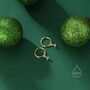 Sterling Silver Opal Trio Droplet Tiny Huggie Hoop Earrings, thumbnail 4 of 12