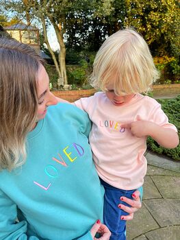 Embroidered 'Loved' Baby Toddler T Shirt, 2 of 3