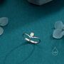 Sterling Silver Pear Shape Cz Droplet Chevron Ring, thumbnail 3 of 12