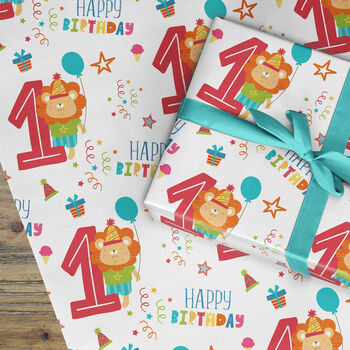 First Birthday Wrapping Paper, Lion Childs Paper, 2 of 3