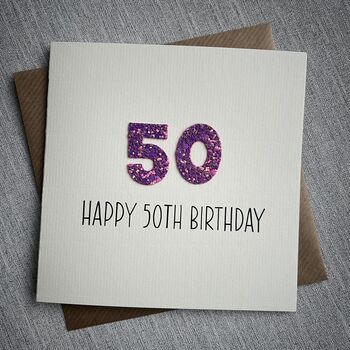 Personalised Happy 50th Glitter Milestone Birthday Card, 6 of 6