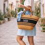 Personalised Lena Rope Stripe Bamboo Handle Tote Beach Bag, thumbnail 2 of 6