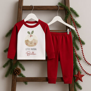 Personalised Kids Christmas Pyjamas Christmas Pudding, 2 of 3