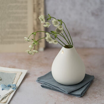 Porcelain Bud Vase With A Gold Embossed Heart, 4 of 7