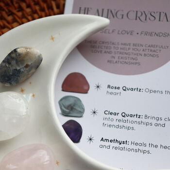 Love Healing Crystal Set With Moon Trinket Dish, 6 of 8