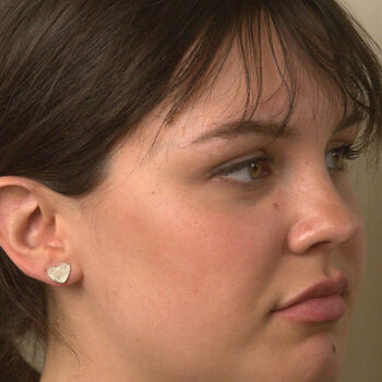 Sparkly Sterling Silver Heart Stud Earrings, 2 of 7