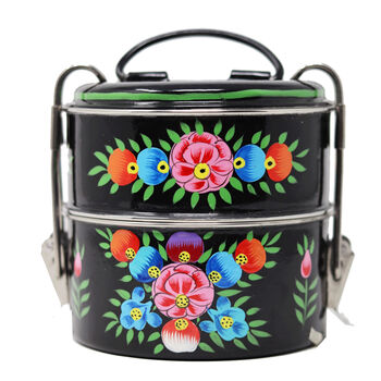 Indian Tiffin Two Compartments Hand Painted, 6 of 12