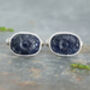 Hand Carved Sapphire Cufflinks In Sterling Silver, thumbnail 1 of 2