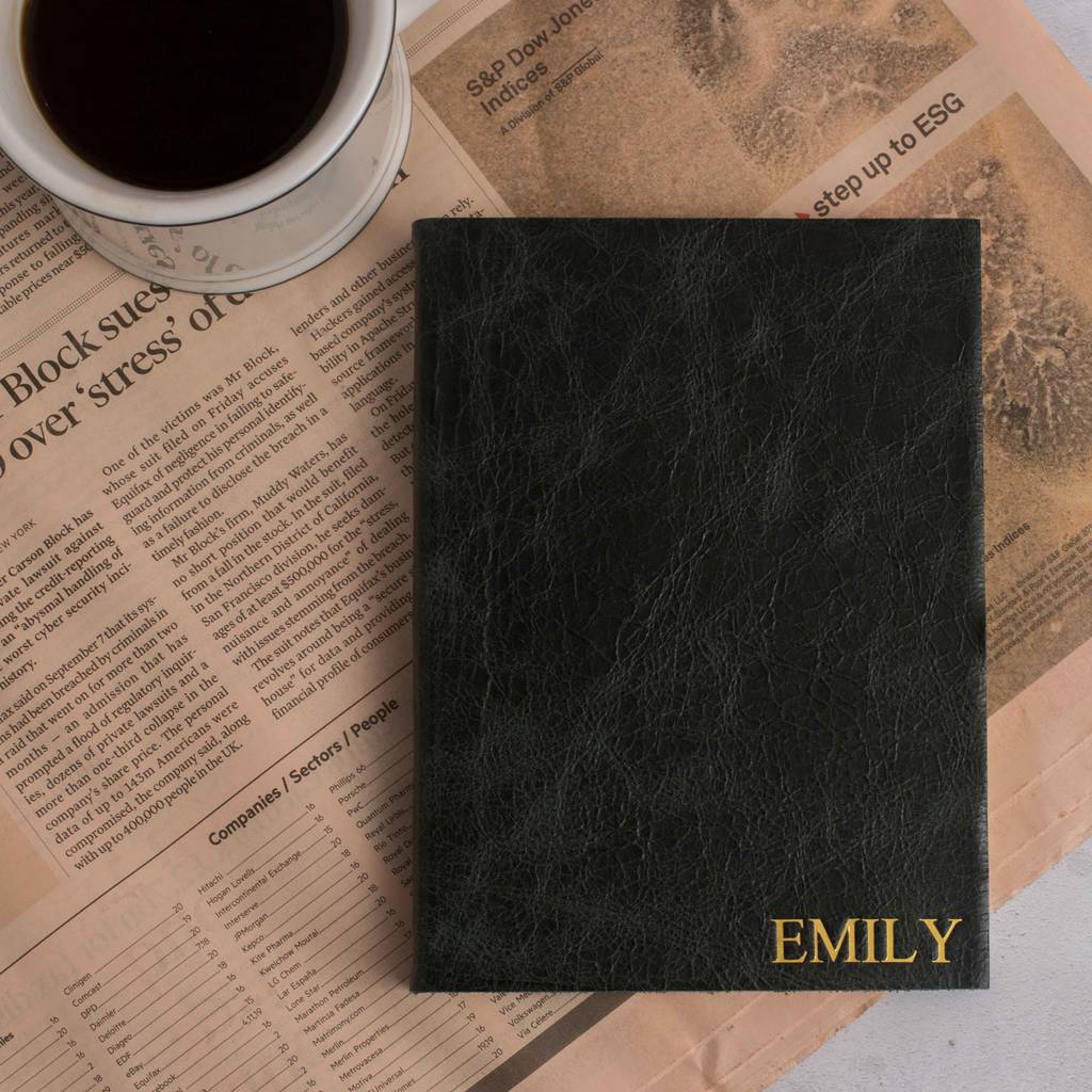 personalised notebook leather notebook with rose gold by the leather